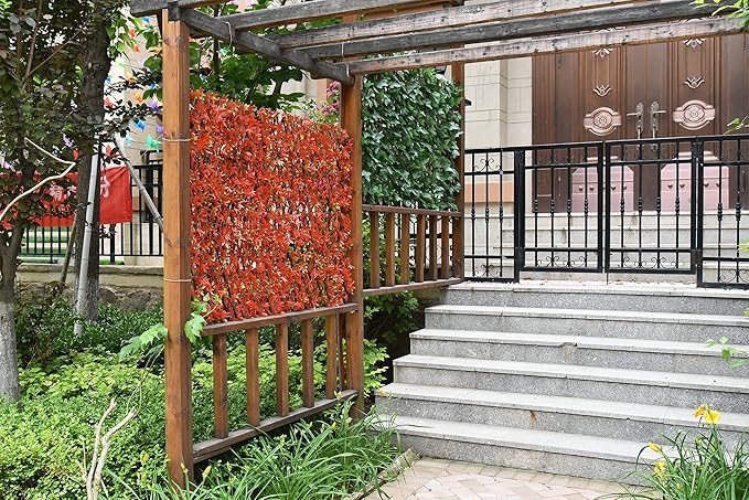 Expandable Fence Privacy Screen for Balcony Patio Outdoor,Decorative Faux Ivy Fencing Panel,Artificial Hedges (Single Sided Leaves) (1, Green-Ivy)