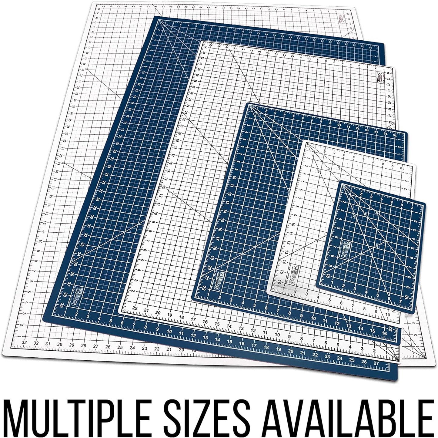 U.S. Art Supply 18" x 24" Self-Healing Cutting Mat 5-Ply (2 Pack) - Double-Sided White/Blue Craft Mat, Non-Slip Cutting Mats for Crafts, Sewing, Quilting, Scrapbooking