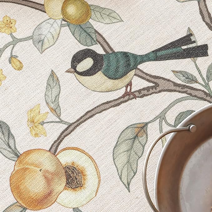 Linen Table Cloth Rectangle,Wrinkle Resistant French Pink Tablecloth Print with Froal,Decor Stitch Table Cloth for Thanksgiving,Dining Room,Home,Kitchen 55" × 79"-Dewey A
