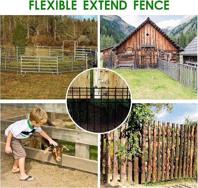 24x15-inch No Dig Animal Barrier Fence, 10 Pack Black Dig Protective Fence with 1.5 inch Spike spacing, Dog/Rabbit/Groundhog Underground Defence, for Outdoor Garden Patio