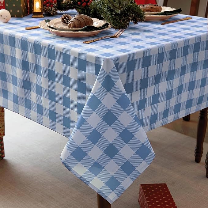 Waterproof Plaid Tablecloth Fabric - Oblong 52x70 Inch Classic Buffalo Tartan Table Cloth for Indoor/Outdoor Use - Washable Tabletop Cover for Dinner, BBQs, and Parties
