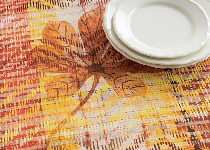 Maison d' Hermine Table Cloth Round Table 100% Cotton 69 Inches Fall Tablecloth Reusable Everyday Use for Thanksgiving Christmas Decorations Dining Farmhouse Party (Thanksgiving Tartan)