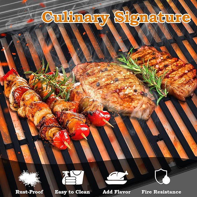 19.5 inch Grill Grates for Weber Genesis Grill Parts, Genesis 300 Series Grates E310 E320 E330 S310 S320 S330 Gas Grill Cooking Grids, Cast Iron Grill Grates Replacement for Weber 7524 7528