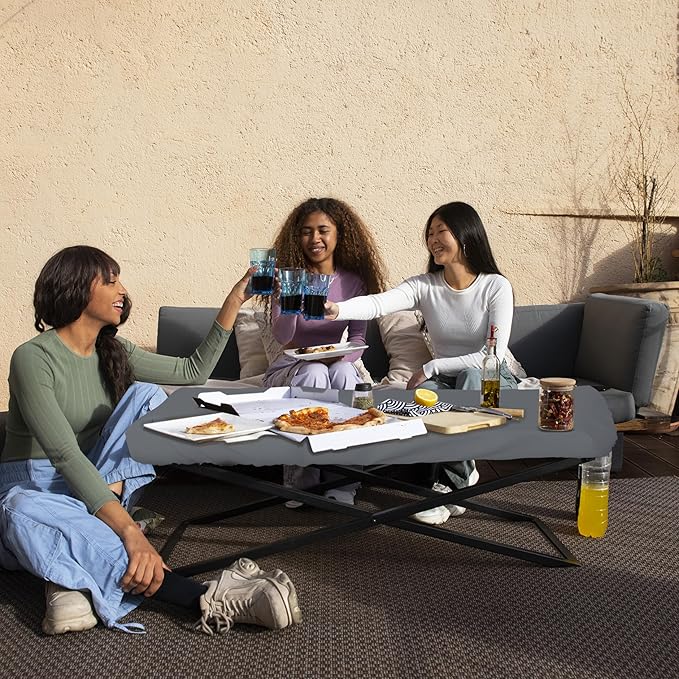 Covers & All Rectangle Table Top Cover, 12 Oz Waterproof UV & Weather Resistant Patio Table Cover, Outdoor Table Cover for Patio Furniture (60" L x 35" W x 5" H, Gray)