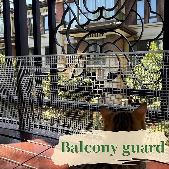 PotatoLife Plastic Wire Mesh Fence, Balcony Fence for Baby and Pets, Safety Fence, Stair Protector, Poultry, Garden, Tree Support, Durable Material, Free Zip Ties (White, 15.7'' x 10')