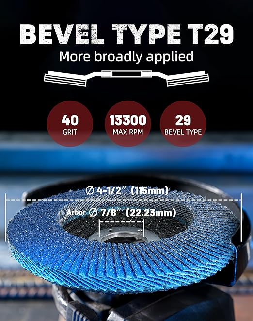 EZARC Flap Discs 40 Grit, 4.5" x 7/8" High Density Jumbo Zirconia Flap Sanding Disc Type 29 for Sanding, Rust Removal, Finishing, Grinding, Deburring (12 Pack)