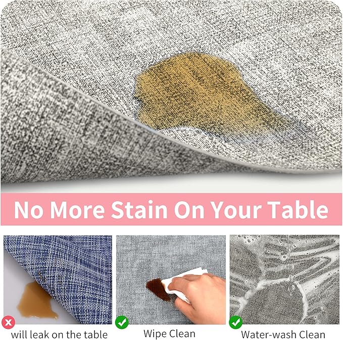 Maxpearl Faux Leather Placemats Set of 8 – Waterproof, Wipe Clean, Heat Resistant, Non-Slip Dining Table Mats for Indoor & Outdoor Use, 17”×12”, Grey