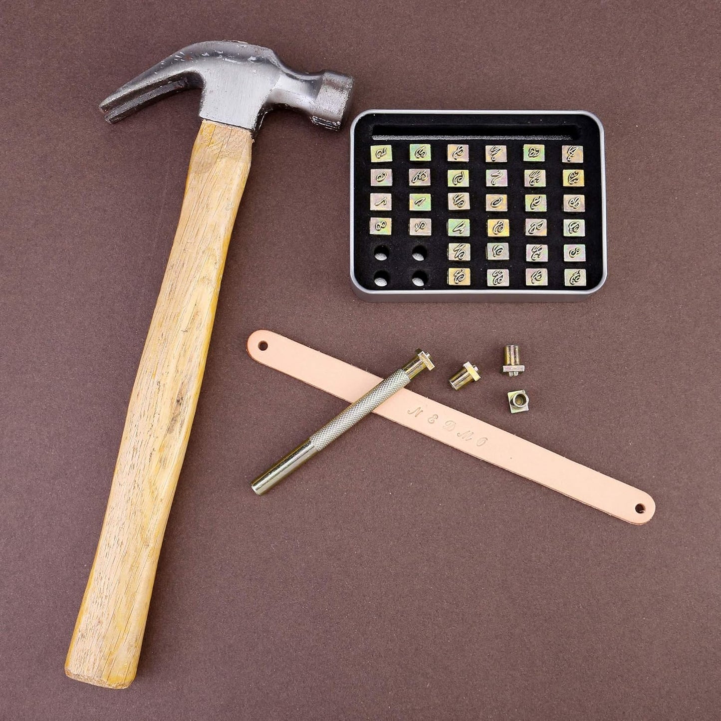 Yoption 37 Pieces Leathercarft Stamping Tool Set, 6mm Alphabet Letters and Numbers Stamps Leather Craft Stamping Tools with Gift Box