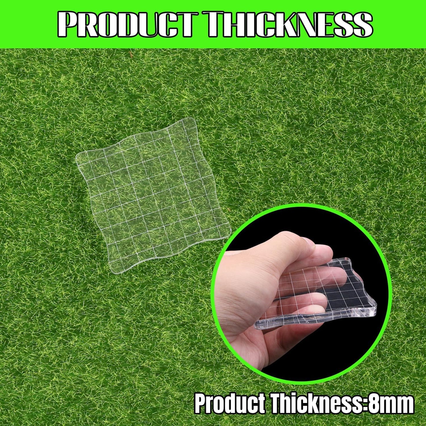 2Pcs Clear Stamp Blocks Set, 3 x 3 Inch Wave-Like Acrylic Blocks for Stamping With Grid Lines - Scrapbooking Crafts Tools