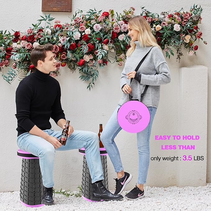 ALEVMOOM Upgraded XXL Collapsible Stool with Cushion 19.7",1000lbs Max Weight,Wider & Taller Pop Up Seat, Heavy Duty Portable Retractable Folding Chair or Travel Foot Rest for Camping & Outdoors