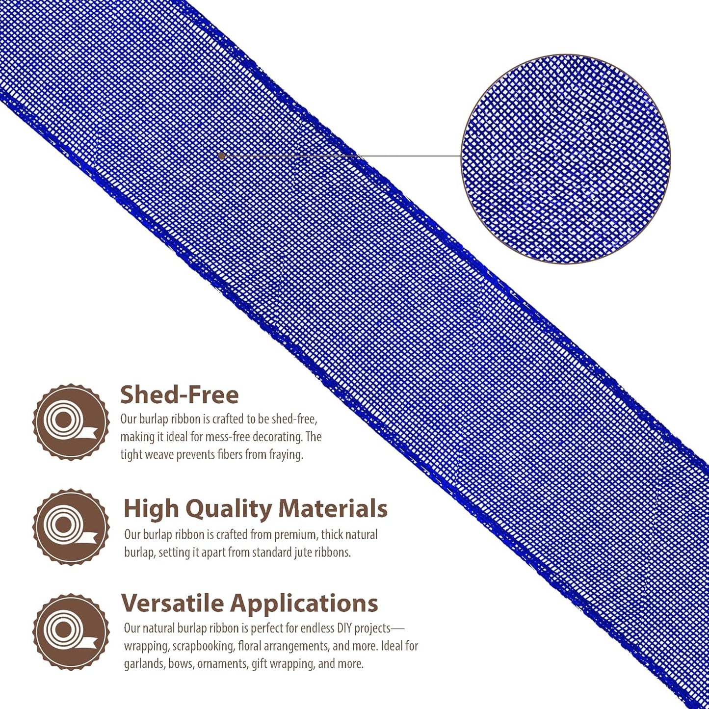 Mandala Crafts Royal Blue Burlap Ribbon 1.5 Inches Wide Jute Ribbons for Crafts - 20 Yds Roll Rustic Burlap Wrap Trim Ribbons for Wreaths Bows Wedding Party Decoration