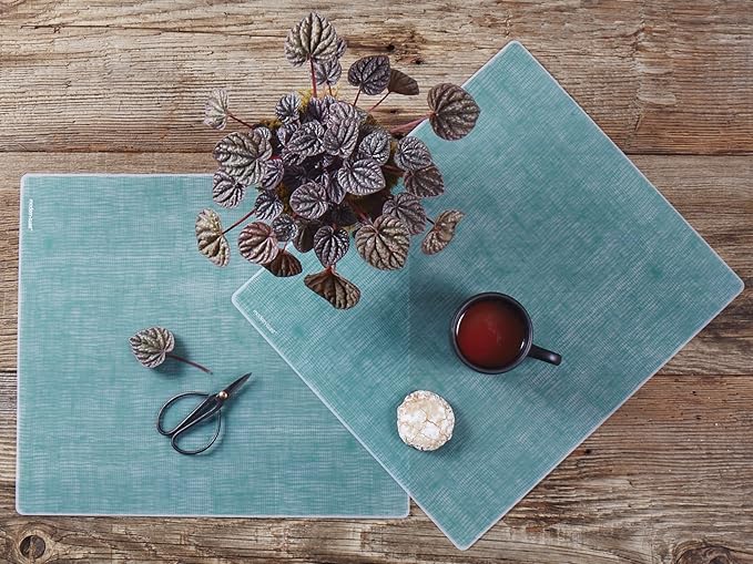 MODERN-TWIST 100% Plastic Free Silicone Tabletop, Dining, Decoration, Modern Design, Placemat Rectangle, Seafoam