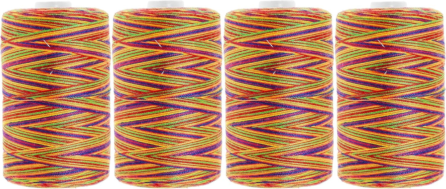 Mandala Crafts 4 Pack of Serger Threads Cones Spools - 40S/2 4000 Yards Polyester Rainbow Threads for Sergers Machine and Overlock Quilting Sewing Machine