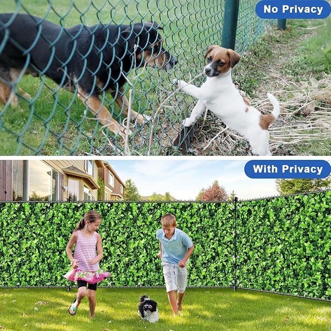 UPGRADE 3'x33'Customized PVC Privacy Fence Screen with Green Leaves Print – Outdoor Waterproof Patio Privacy Cover for Yard, Balcony, Garden Fence Decoration