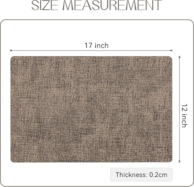 Romanstile Vinyl Placemats Set of 12-12 X 17 Inch - Heat Resistant Place Mats 100% Waterproof Oilproof Wipeable Reversible Faux Leather Table Mats for Kitchen, Dining, Party, Outdoor, Coffee