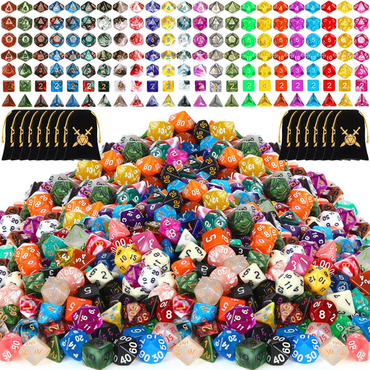 Yilloog 210 Pcs Compatible with DND Dice Sets Bulk Polyhedral Dice with Drawstring Bag Dice Multi Role Playing Table Game D4 D6 D8 D10 D% D12 D20 Compatible with Dungeons and Dragons (Mixed Style)