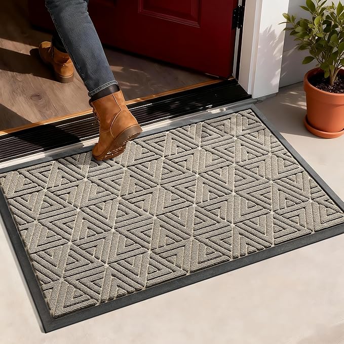 Yimobra Large Door Mat 36x24, All-Weather Waterproof Non-Slip Welcome Matt Outdoor, Heavy Duty Non Slip Doormat for Entryway for Patio and Garage Indoor, Easy Clean, Beige
