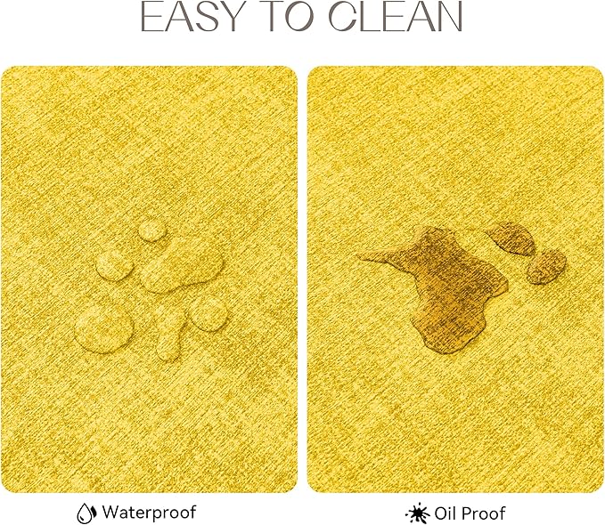 Romanstile Vinyl Placemats Set of 8-12 X 17 Inch - Heat Resistant Place Mats 100% Waterproof Oilproof Wipeable Reversible Faux Leather Table Mats for Kitchen, Dining, Party, Outdoor, Yellow