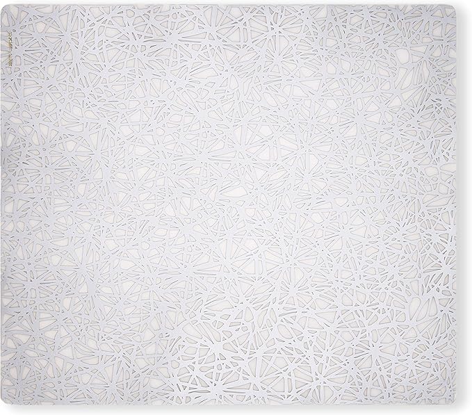 modern-twist 14" x 16" Silicone Rectangular Placemat, BPA, PVC-Free Table Mat, Dishwasher Safe, Twine Print in Silver, Pack of 1