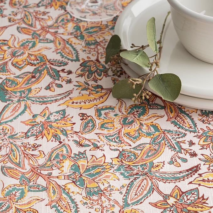 Maison d' Hermine Table Cloth Square Table 100% Cotton 60 x 60 Inches Fall Tablecloth Reusable Everyday Use for Thanksgiving Christmas Decorations Dining Farmhouse Party (Nila)