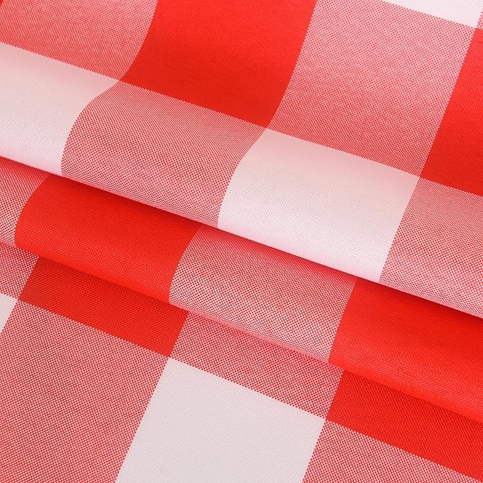 Cupuamon 2 Pack Waterproof Polyester Fabic Rectangle Checkered Tablecloth，60x120 Outdoor Table Cloth，Oil Stain Prevention Table Cloth for Pinics and Parties（Red and White）