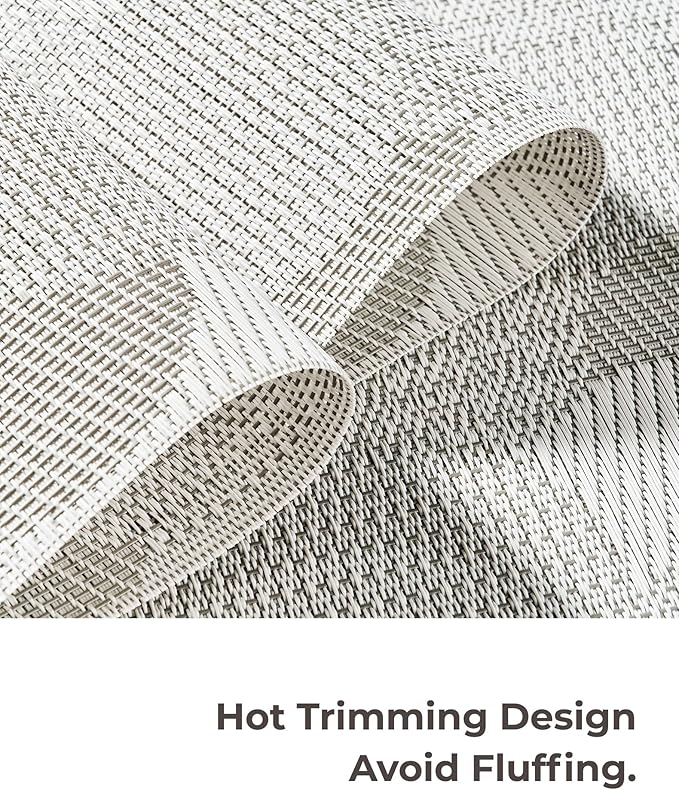 Leetaltree White Placemats Set of 4 - Heat Resistant Non-Slip Place mats for Dining Table, Washable Durable PVC Vinyl Woven Table Mats（White Circle, 4）