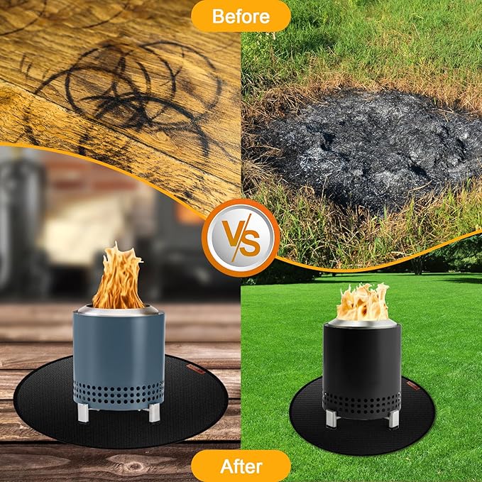 20" Fire Pit Mat for Solo Stove Mesa,Tabletop Fire Pit, Fireproof Mat for Under Fire Pit, Heat Resistant Round Cover for Outdoor BBQ, Reusable Waterproof Pad, Non-Slip for Table Top Protection