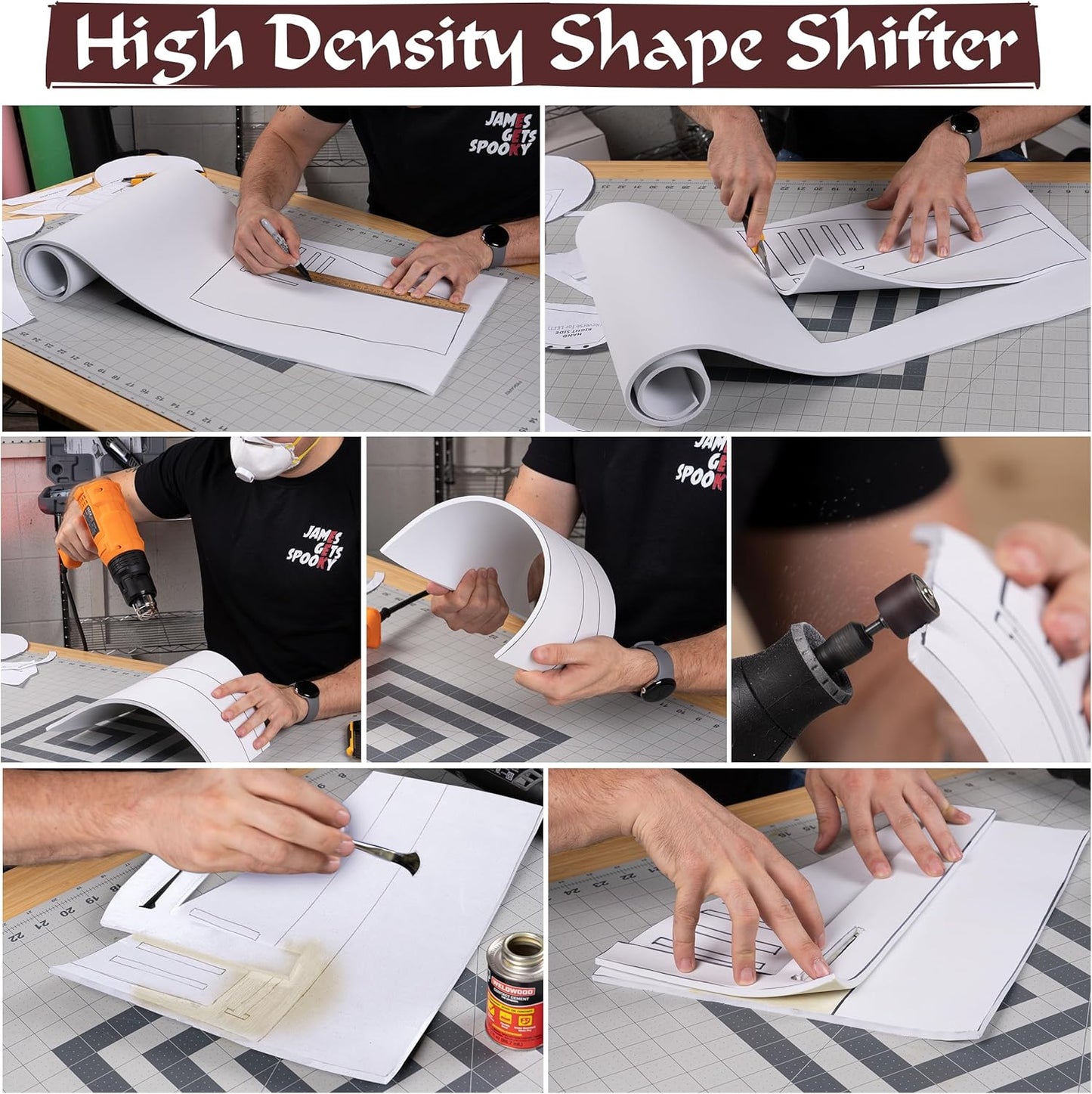 Shape Retention EVA Cosplay Foam 4mm (1mm-10mm) 14x39 inch White or Black High Density EVA Foam Sheets. Premium 85 kg/m3 Heat Shape Material for DIY Convention or Halloween Costumes by The Foamory