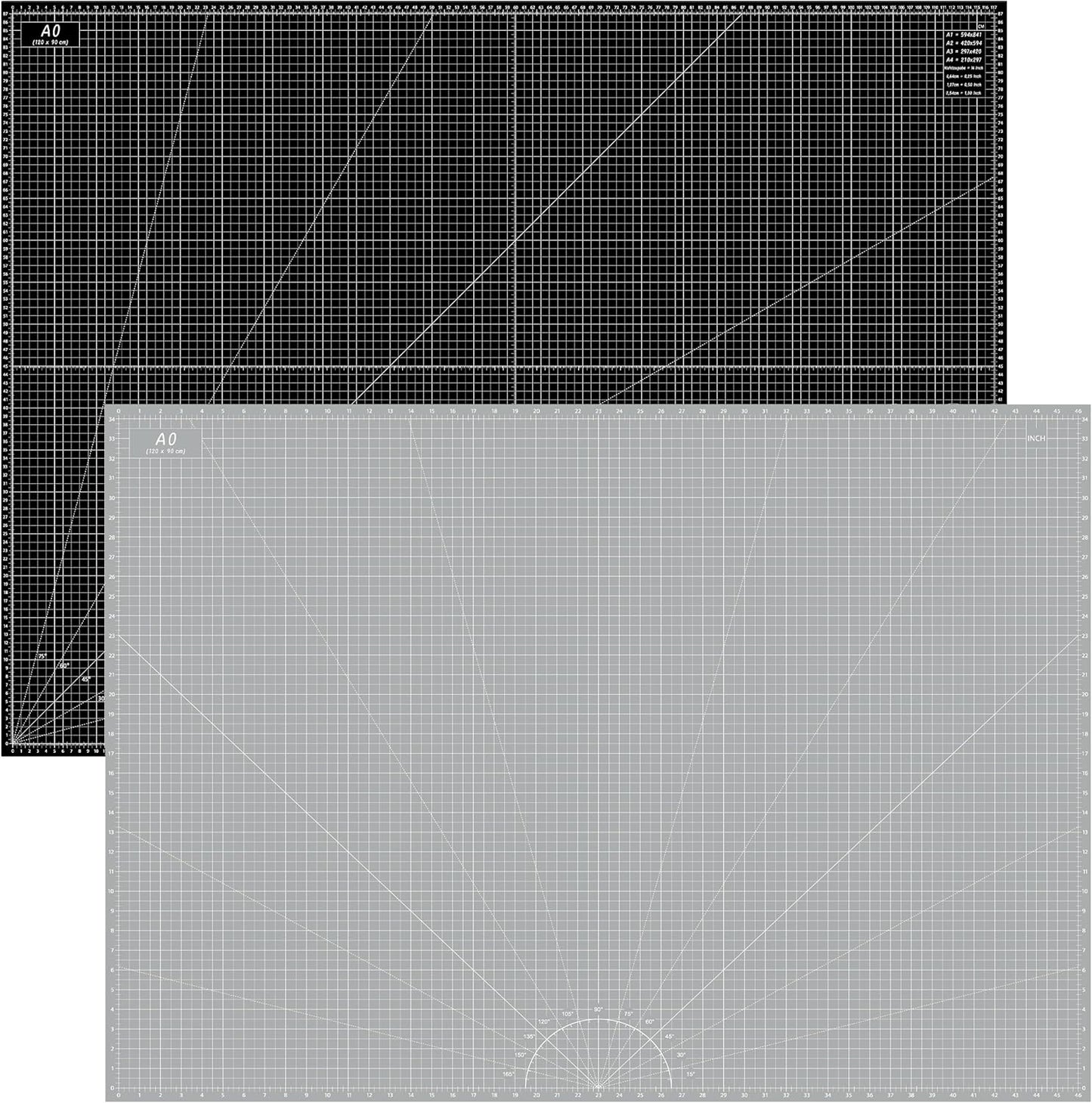 Headley Tools Thickened 36 x 48 Inch Self Healing Sewing Cutting Mat, A0 Rotary Cutting Sewing Mat for Crafts, Double Sided 5-Ply Table Cutting Board for Fabric Quilting Leather Hobby, Grey/Black