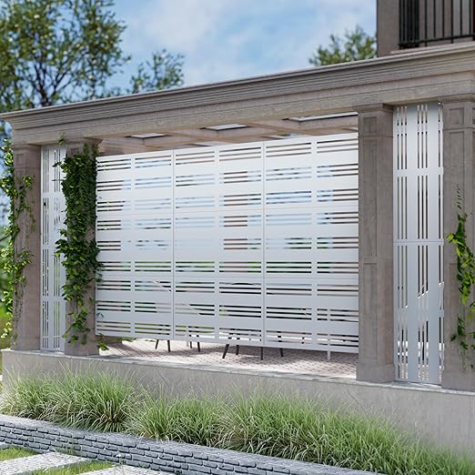 Casaphoria 72" H x 47" W Metal Outdoor Privacy Screen, Freestanding Decorative Divider for Patio, Deck, Balcony, and Garden with Stable Base, White Harold