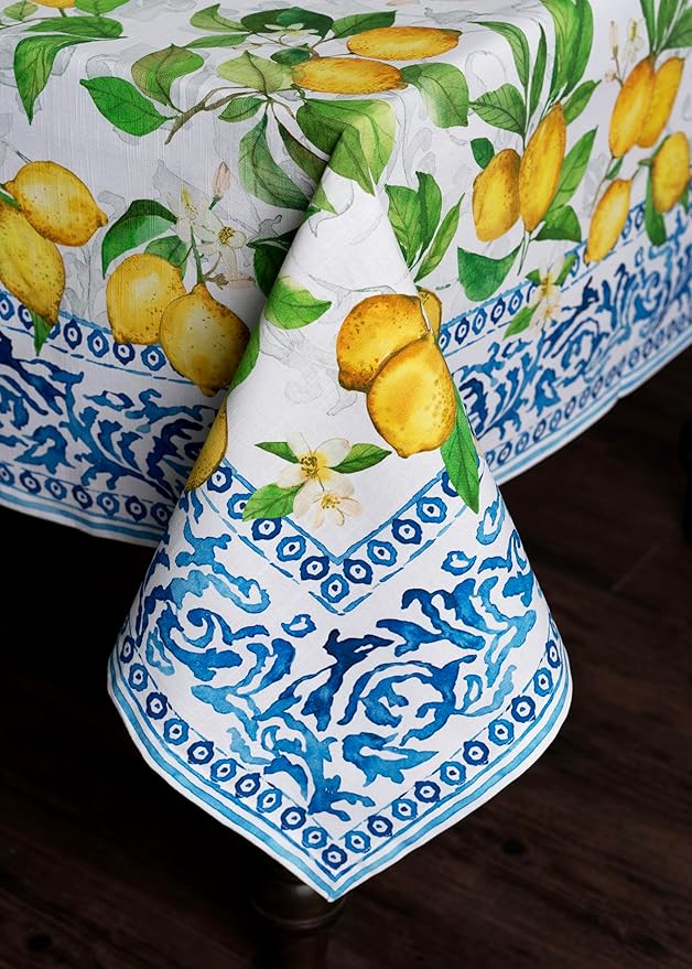 Maison d' Hermine Table Cloth Rectangle Table 100% Cotton 60 x 120 Inches Tablecloth Reusable Decorative Everyday Use for Dining Room, Farmhouse, Home, Party, Festive & Wedding Spring Summer - Cedrat