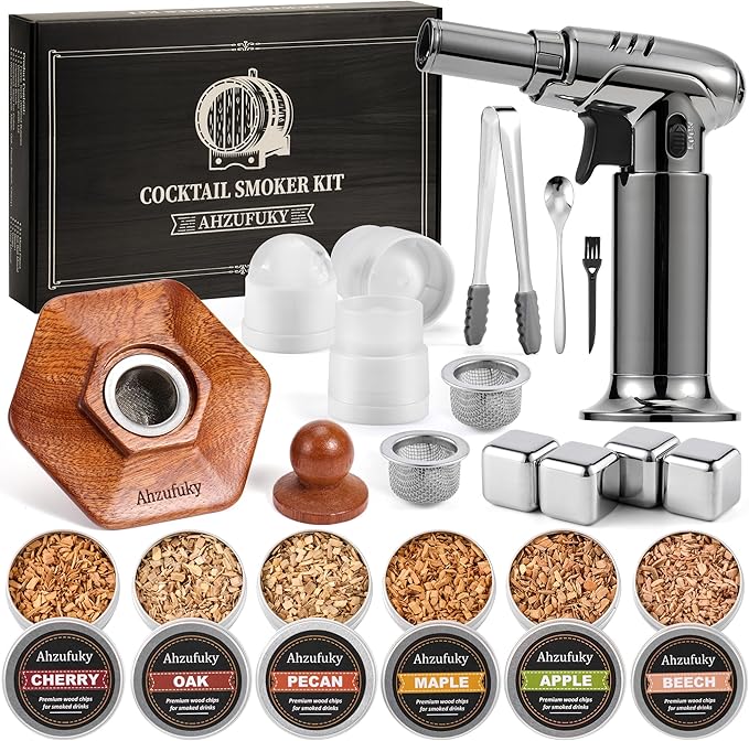 Whiskey Smoker Kit with Torch - 6 Flavors Wood Chips, Old Fashioned Cocktail Drink Smoker Kit, Birthday Bourbon White Elephant Gifts for Adults, Men, Husband, Dad, Christmas, Whiskey Lover(No Butane)