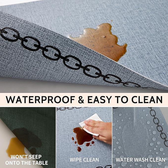 Placemats Set of 6, Heat Resistant & Waterproof Table Mats for Dining, Non Slip Scratch Proof Place Mats for Kitchen, Easy to Clean - Outdoor,Indoor Use（17x12 Inch）