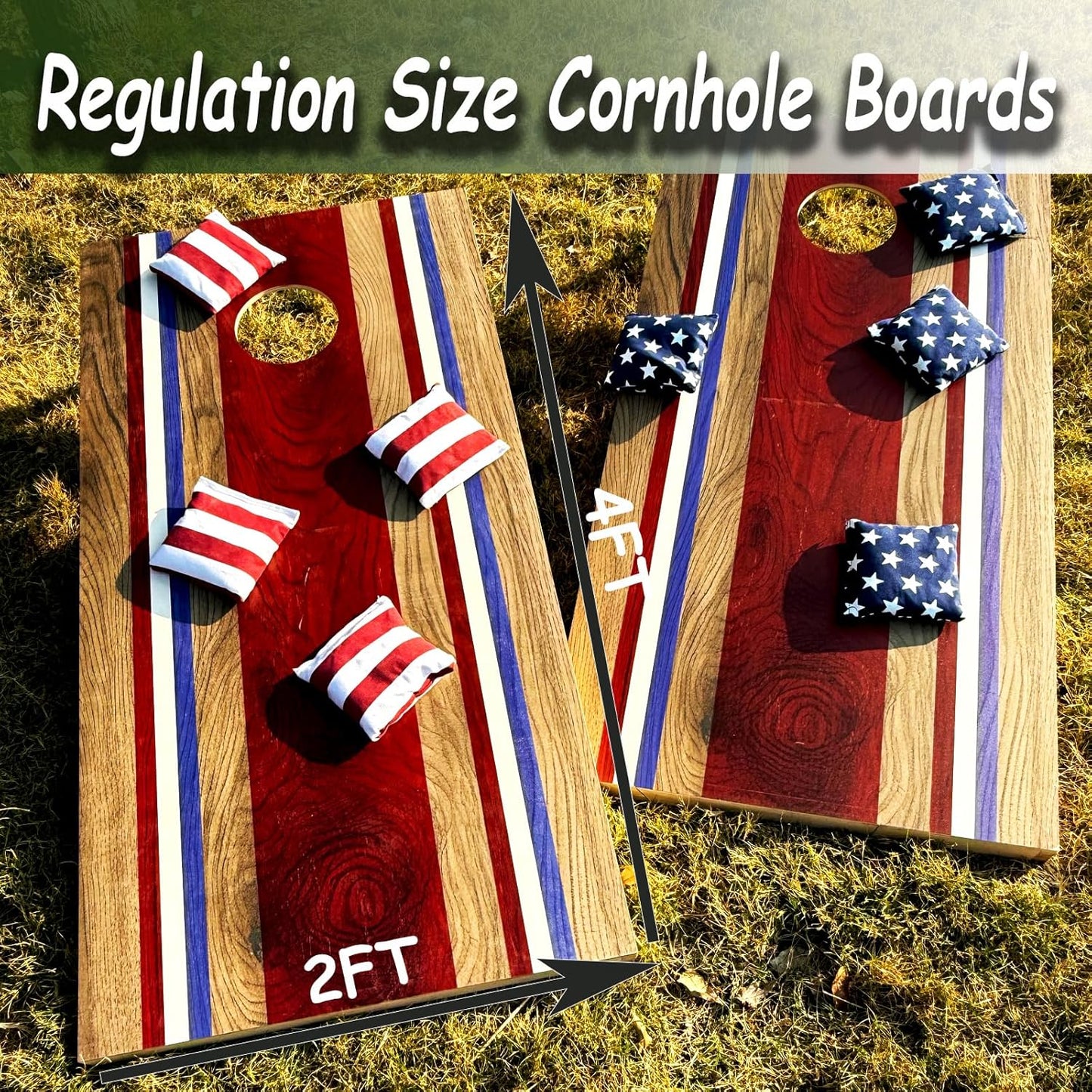 4×2FT Cornhole Board Set,Wooden Corn Hole Games for Adults Bean Bag Toss Game Set, with Corn Hole Bags Set 8,2 Cornhole Boards and a Carrying Case for Wedding/Party/Outdoor/Hiking/Yard