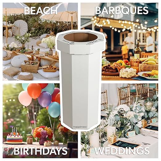 Eyely MPH1300F-SET2 Sal 25-Gallon Disposable Corrugated Cardboard Event Trash Can and Recycling Bin for BBQs, Beach, Parties & Events & Outdoor Activities, Limestone Beige (Set of 2)