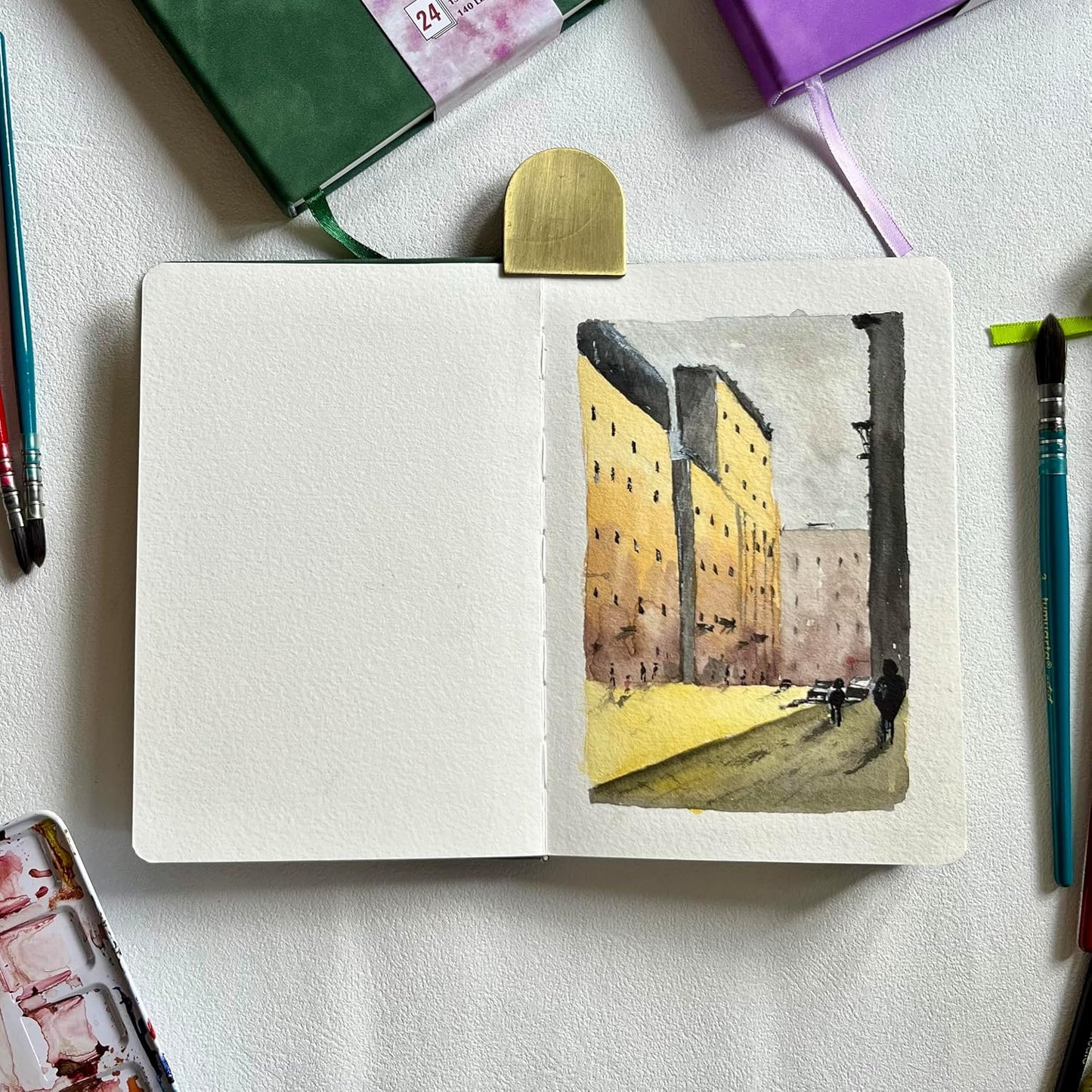 tumuarta Square 100% Cotton Watercolor - Sketchbook, 6x6 in, 140 LB, 300GSM, Cold Press, Acid Free, 24 Sheets,48 Pages, Watercolor Journal for Use As Travel Notebook and Mixed Media Pad On The Go