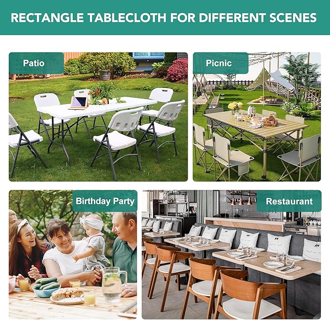LUSHVIDA 6 Packs Vinyl Tablecloths with Flannel Backing for 4ft Rectangle Folding Table Cloths - Waterproof Plastic Picnic Table Covers with Elastic Corners, 30x48 inch, Navy Blue