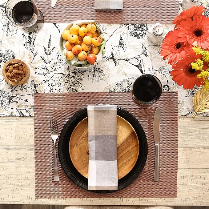 DII PVC Tabletop Collection Woven Indoor/Outdoor, Placemat Set, 13x17.25, Cinnamon, 6 Piece
