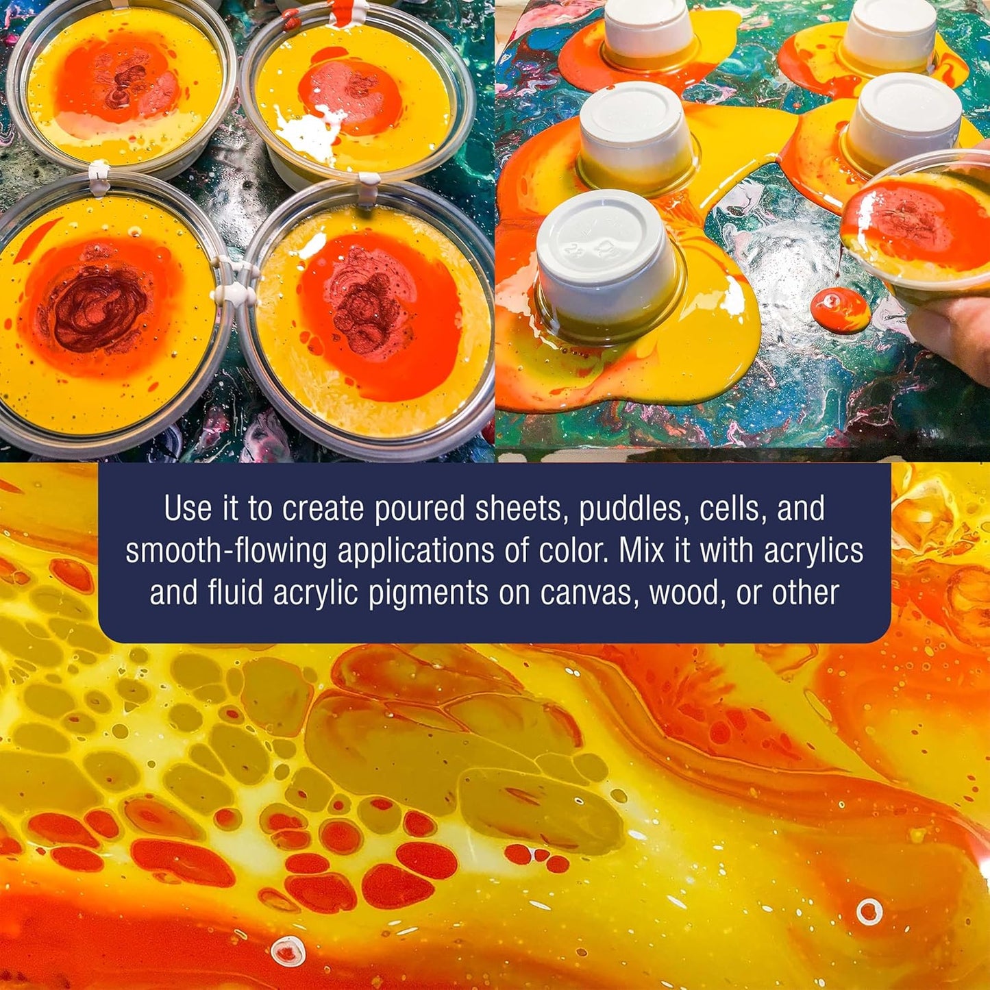 U.S. Art Supply Professional Gloss Pouring Medium 16oz (Pint) - Improves Paint Flow & Cell Effects Creator, Viscosity Adjuster for Art Acrylic Painting