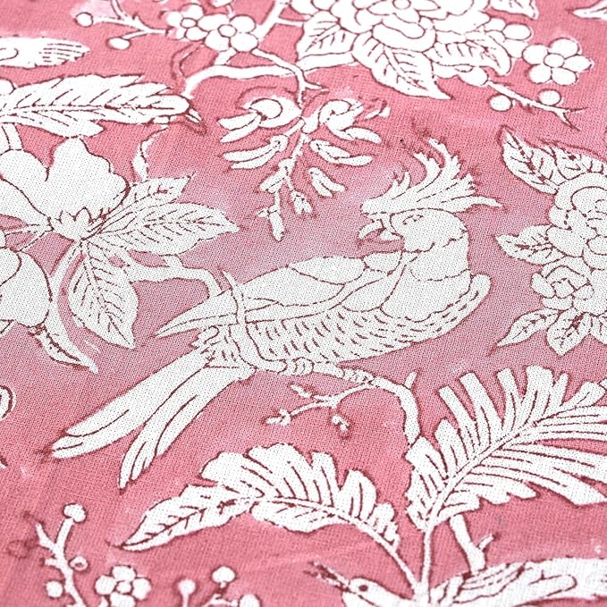CPC Cotton Table Runner 16x90 Inch Block Printed Long Fall Table Runner for Dining Table, Card Table, Coffee Table, Wedding, Farmhouse & Outdoor Barbeque-Coral Pink