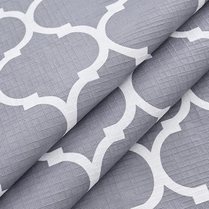 Nasitos 2 Pack Plastic Vinyl Tablecloth with Flannel Backed 60x102 Inch Moroccan Grey