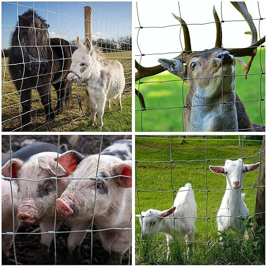Farm Fence 5ft x 164ft Heavy Zinc Coating Cattle Fence,Galvanized Field Wire Fencing Deer Fence,Goat Fence,Hog Wire Fencing for Yard Livestock & Animals Protection