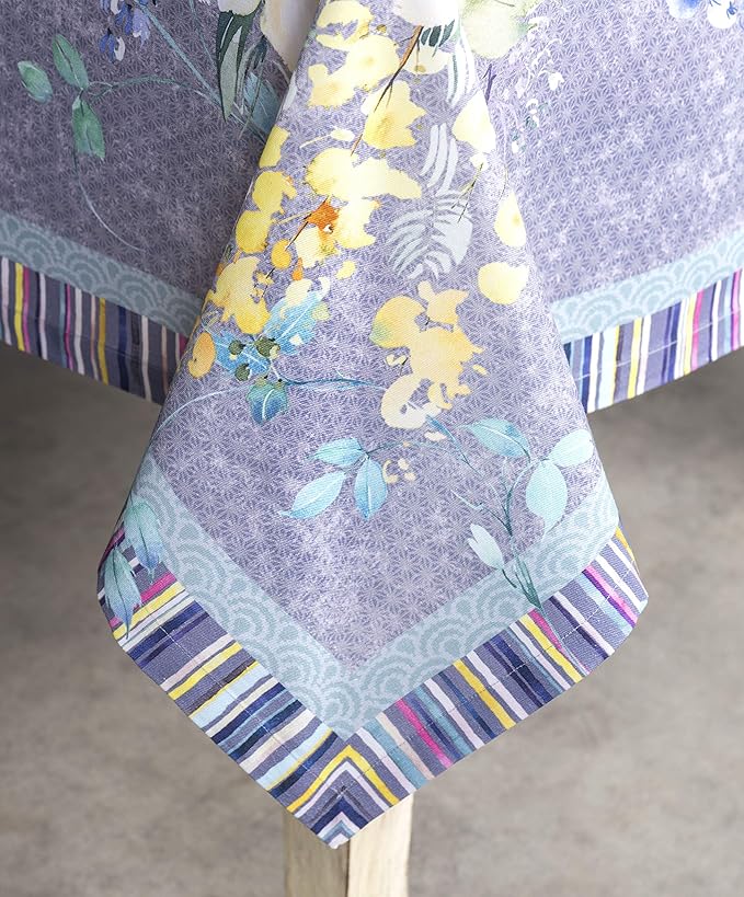 Maison d' Hermine Table Cloth Square Table 100% Cotton 54 x 54 Inches Tablecloth Reusable for Dining Room, Farmhouse, Home, Party, Festive & Wedding Spring Summer - Sweet Rose Lavender - Lush