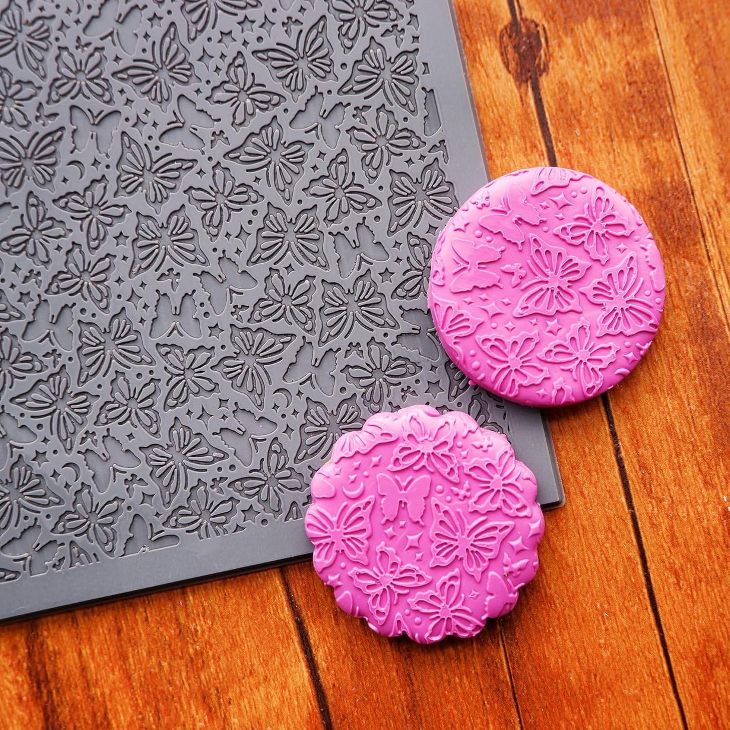 Arbuya Butterfly Polymer Clay Texture Mat - Butterflies Texture Sheet for Polymer Clay Jewelry Making, Earring Charms, DIY Craft Supplies