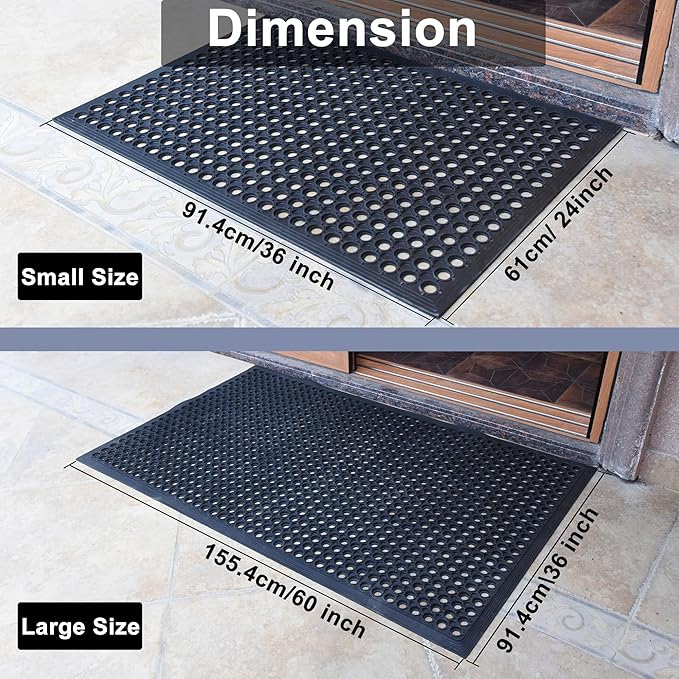 Outdoor Mat, Odorless Flexible Entrance Floor Mat, Anti-Slip Workplace Mats, Anti-Fatigue Tiles Open Work Mats, for Kitchen, Bathroom, Warehouse, Restaurant (4, 36"x24")
