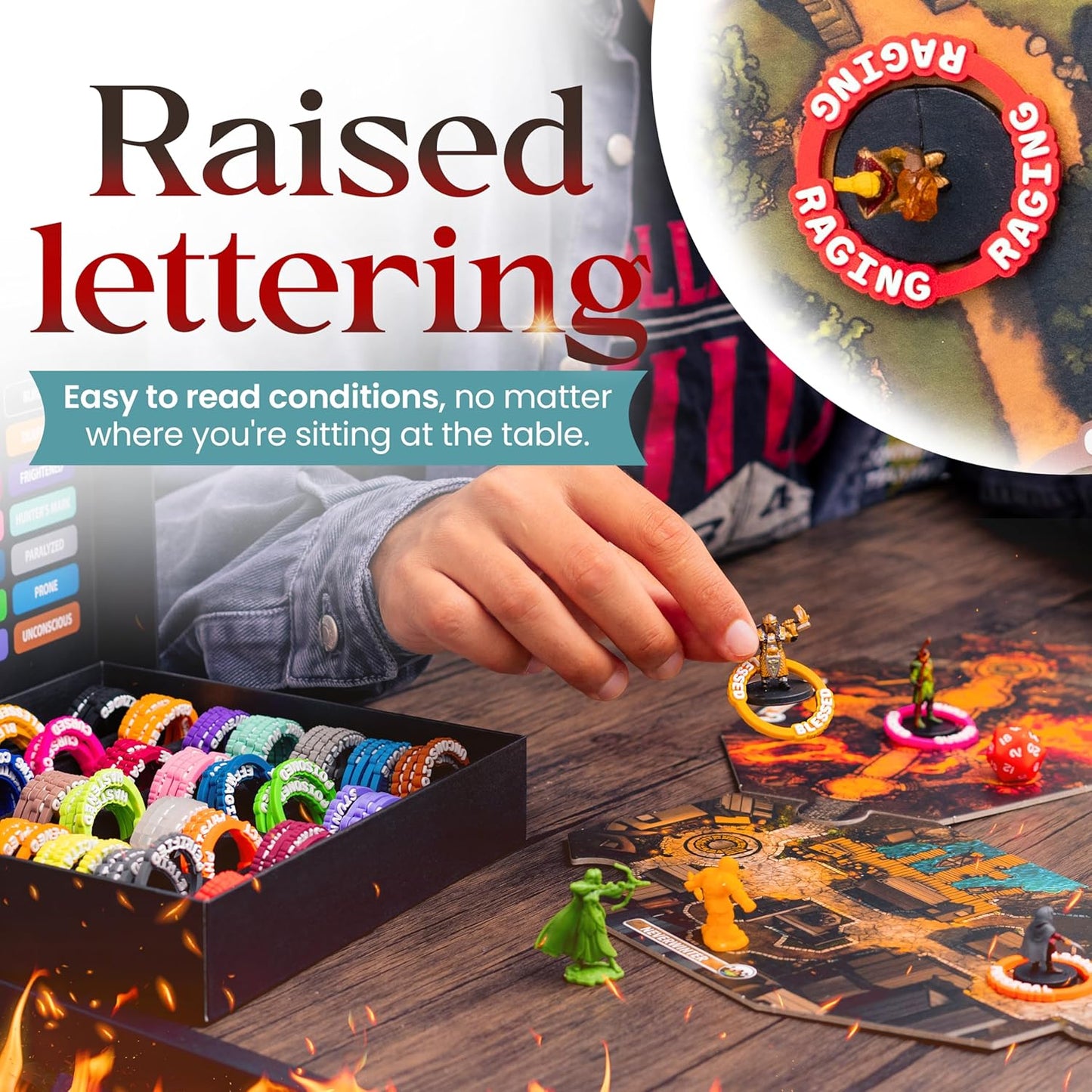 Futhark DND Condition Rings Set: 112 Vibrant DND Condition Markers to Eliminate Confusion - Great DND Gift in Exceptional Storage Box - RPG Accessories for Unforgettable Dungeons and Dragons Nights