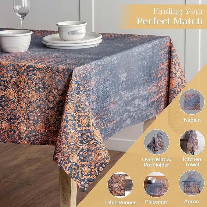 Maison d' Hermine Table Cloth Rectangle Table 100% Cotton 54 x 72 Inches Fall Tablecloth Reusable Everyday Use for Thanksgiving Christmas Decorations Dining Farmhouse Party (Imperfection)