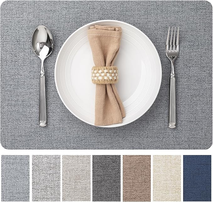 Faux Leather Placemats Set of 4 Vinyl Washable Wipeable Table Mats for Kitchen Dining Table Heat Resistant Waterproof Modern Indoor/Outdoor Placemats Non-Slip Easy Clean Place Mats (Stargaze)