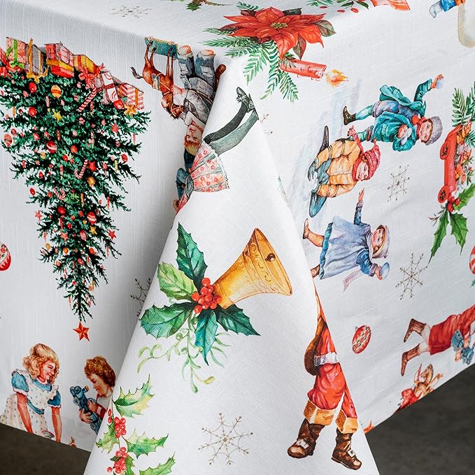 Maison d' Hermine Table Cloth Rectangle Table 100% Cotton 70 x 120 Inches Fall Tablecloth Reusable Everyday Use for Thanksgiving Christmas Decorations Dining Farmhouse Party (Chromo)