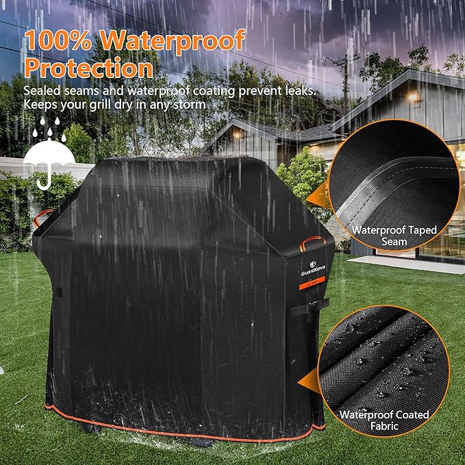 [Upgraded 1000D Heavy Duty Fabric] 60" Grill Cover for Outdoor Grill, Waterproof, Tear & Fade Resistant BBQ Cover with Buckle & Air Vent, Gas Grill Cover for 3-4 Burner Weber Nexgrill Char-Broil Grill